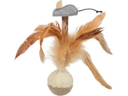 Trixie Squieky míček s peřím a myškou 15 cm