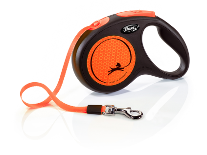 Flexi New Neon M pásek 5m/25 kg oranžové