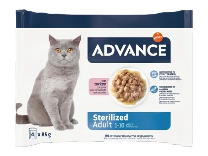 Kapsičky pro sterilizované kočky ADVANCE Cat Sterilized krůtí 4×85 g